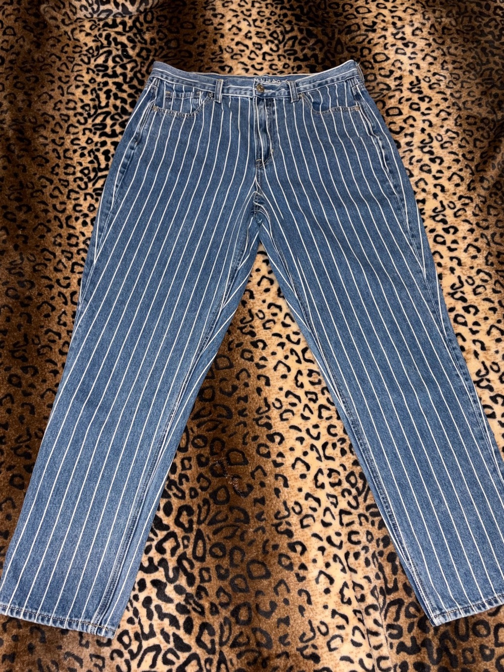 American Eagle Blue Pinstripe Mom Jeans